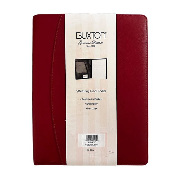 BUXTON Red Leather Writing Pad Folio 9”x 12” - Picture 2 of 9